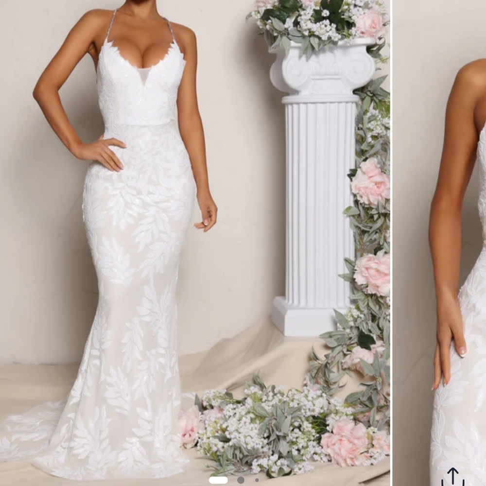 Fashion Nova White Lace Maxi Dress